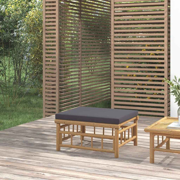 Gartenhocker Bambus mit Kissen Dunkelgrau