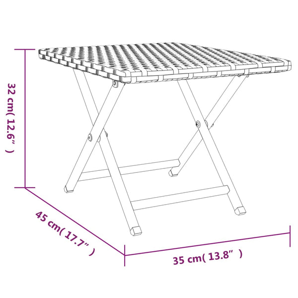 Klapptisch Braun Poly Rattan 45x35 cm