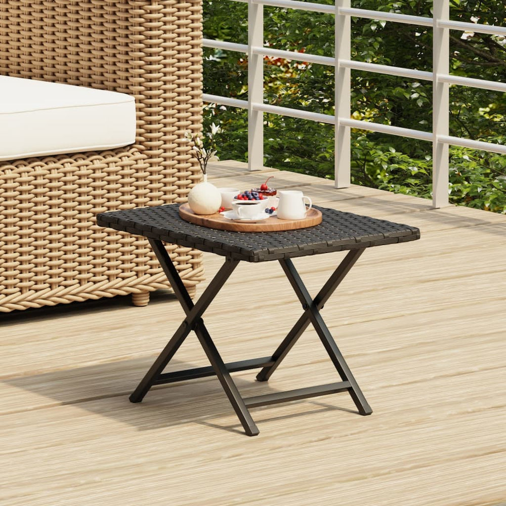 Klapptisch Schwarz Poly Rattan 45x35 cm