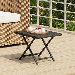 Klapptisch Schwarz Poly Rattan 45x35 cm