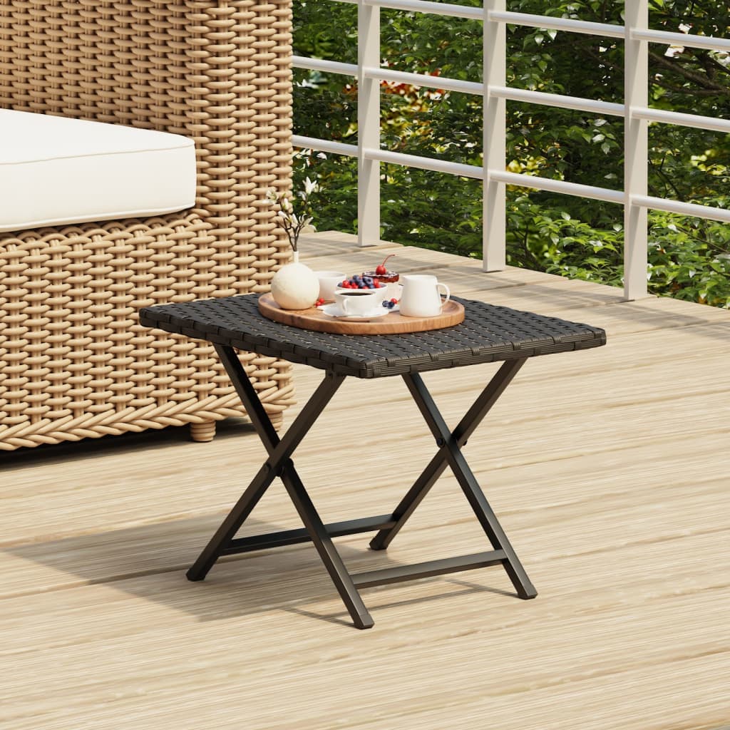 Klapptisch Schwarz Poly Rattan 45x35 cm