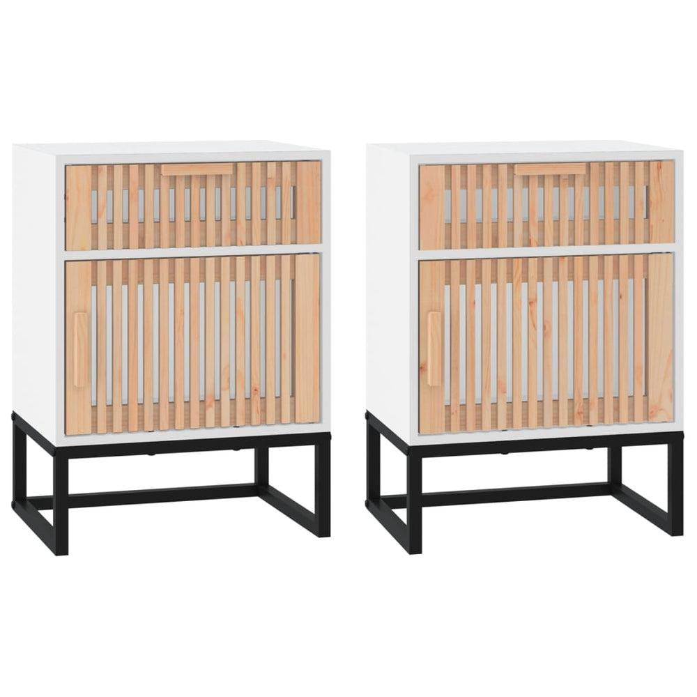 vidaXL Bedside Tables 2 pcs. White 40x30x55.5 cm Engineered Wood & Iron