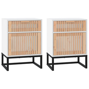 Nachttische 2er Set Weiß Holz & Eisen