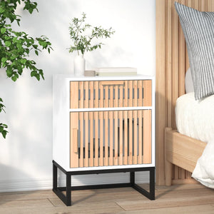Nachttische 2er Set Weiß Holz & Eisen