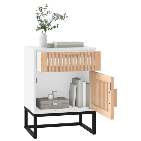 Nachttische 2er Set Weiß Holz & Eisen