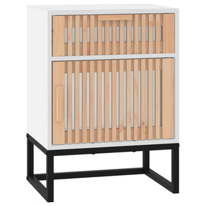 Nachttische 2er Set Weiß Holz & Eisen