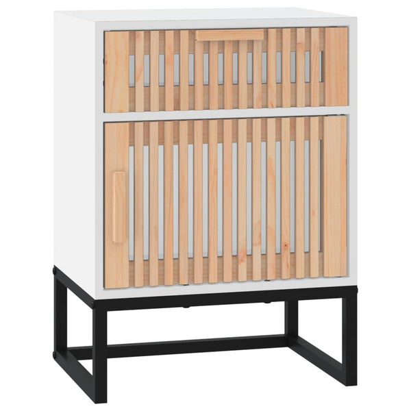 Nachttische 2er Set Weiß Holz & Eisen
