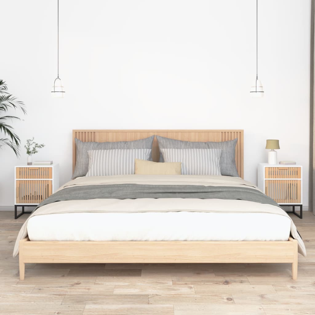 Nachttische 2er Set Weiß Holz & Eisen