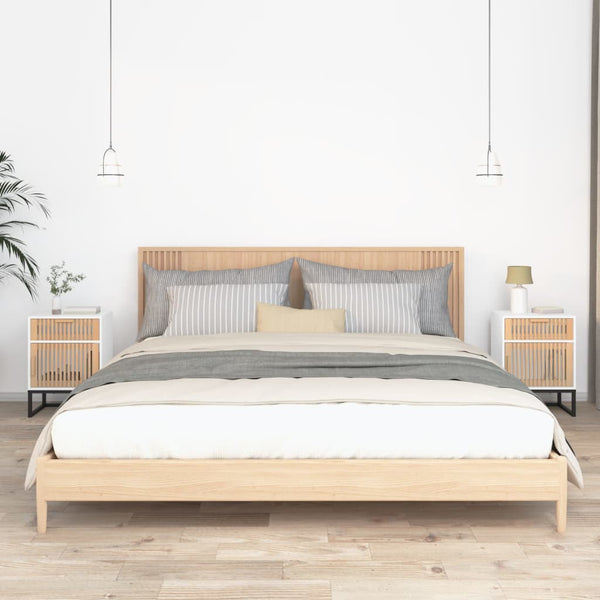Nachttische 2er Set Weiß Holz & Eisen