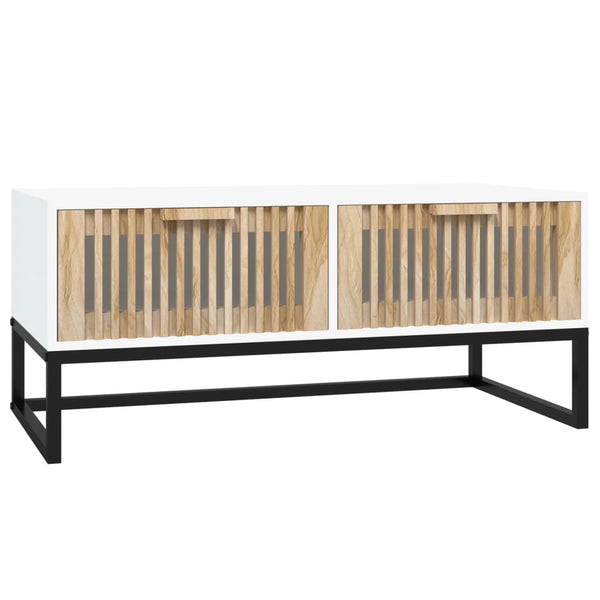 Weißer Couchtisch 80x40 cm mit Schubladen
