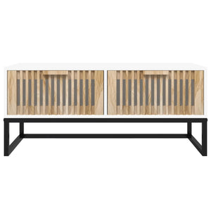 Weißer Couchtisch 80x40 cm mit Schubladen