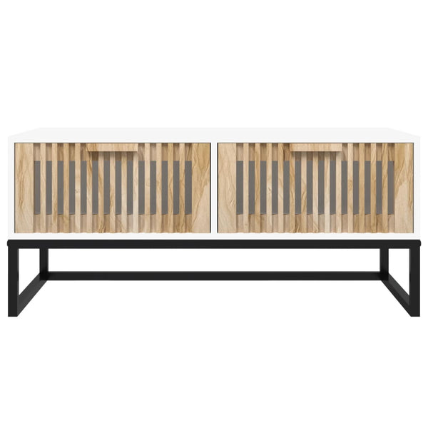 Weißer Couchtisch 80x40 cm mit Schubladen