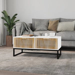 Weißer Couchtisch 80x40 cm mit Schubladen