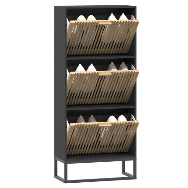 Schuhschrank Schwarz 52x25x120 cm