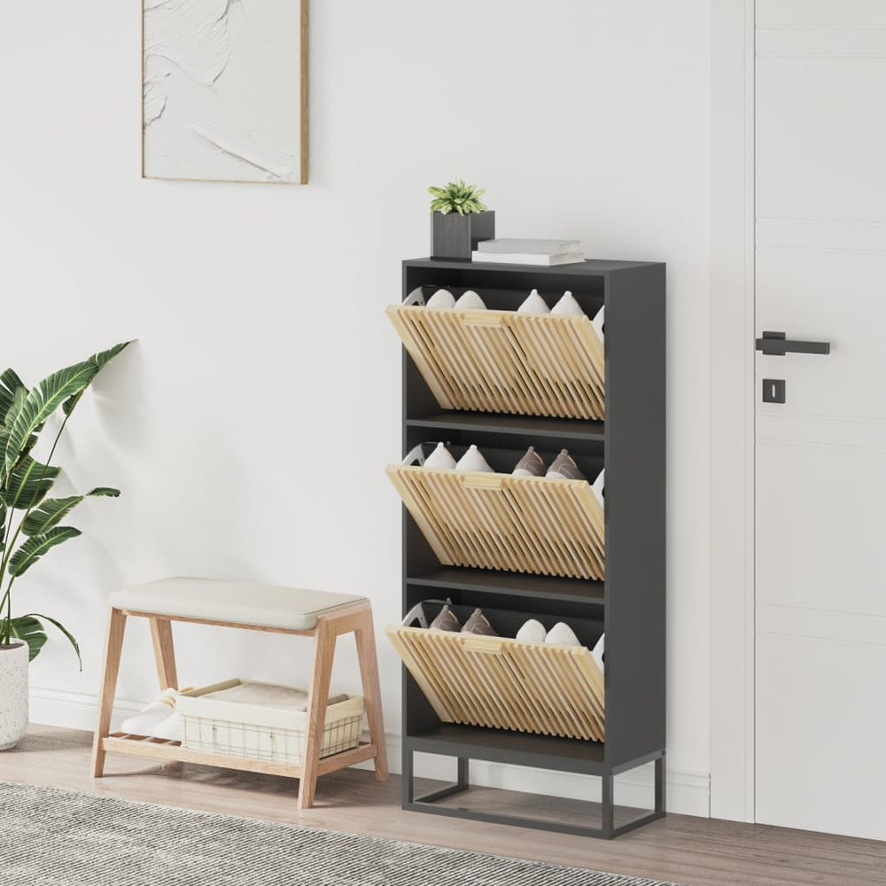 vidaXL Shoe Cabinet Black 52x25x120 cm Engineered Wood