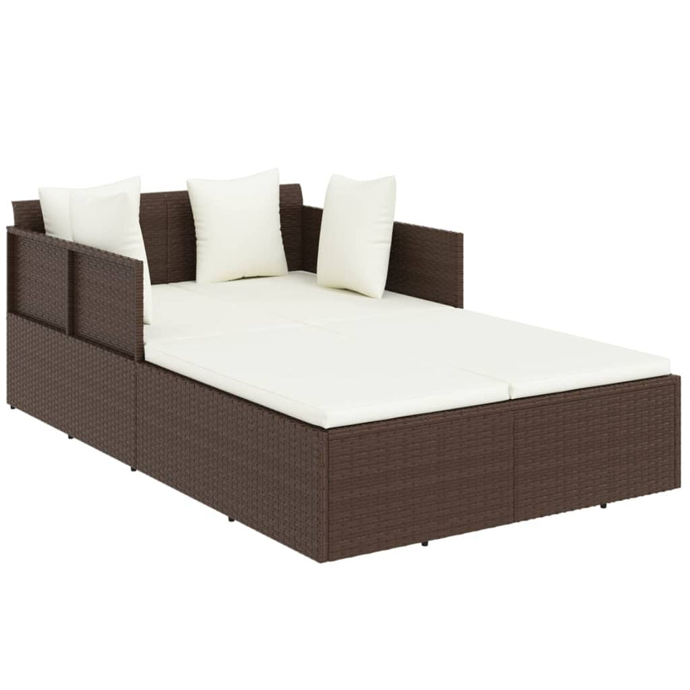 Poly Rattan Sonnenliege mit Kissen Braun