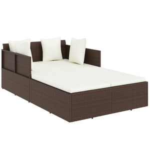 Poly Rattan Sonnenliege mit Kissen Braun