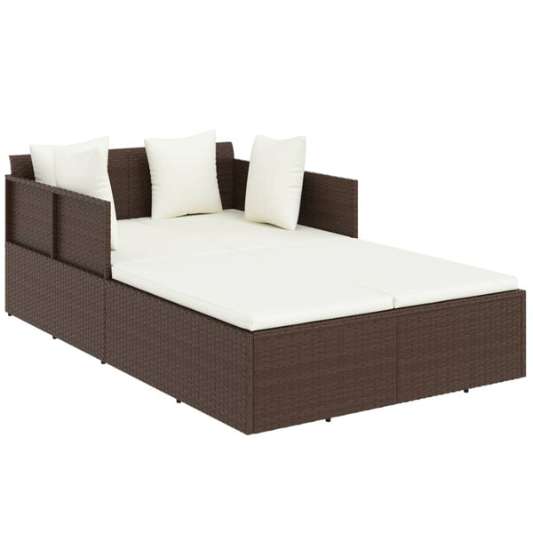 Poly Rattan Sonnenliege mit Kissen Braun