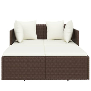 Poly Rattan Sonnenliege mit Kissen Braun