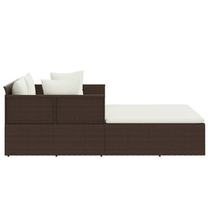 Poly Rattan Sonnenliege mit Kissen Braun