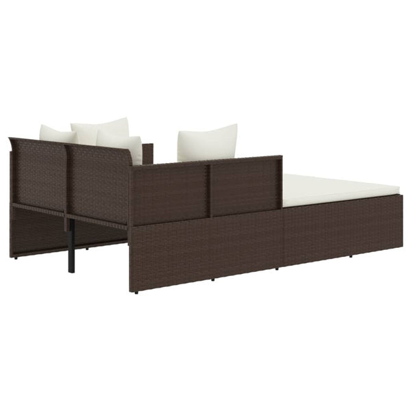 Poly Rattan Sonnenliege mit Kissen Braun
