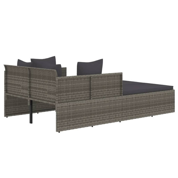 Poly Rattan Sonnenliege Grau mit Kissen