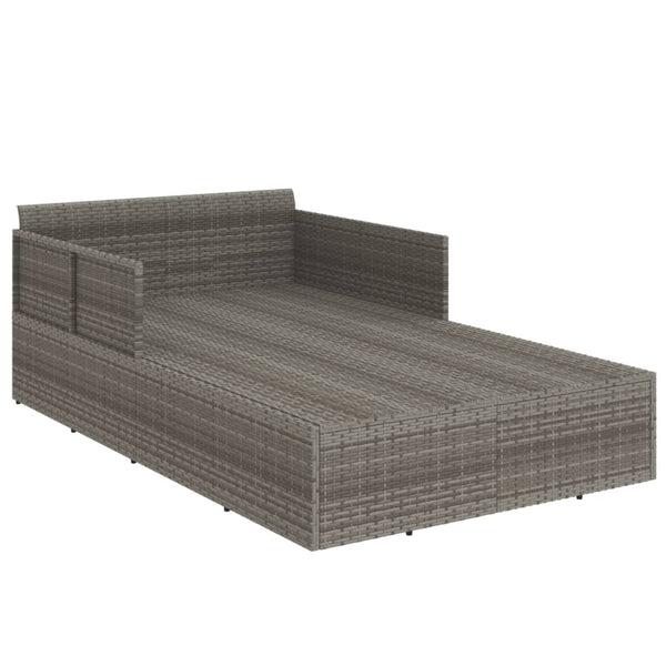 Poly Rattan Sonnenliege Grau mit Kissen