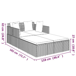 Poly Rattan Sonnenliege Grau mit Kissen
