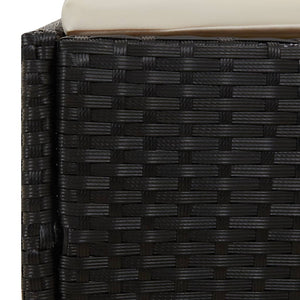 Schwarze Poly Rattan Sonnenliege mit Faltdach