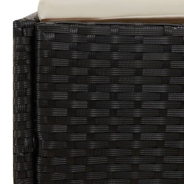 Schwarze Poly Rattan Sonnenliege mit Faltdach