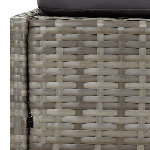 Sonnenliege mit Faltdach Grau Poly Rattan