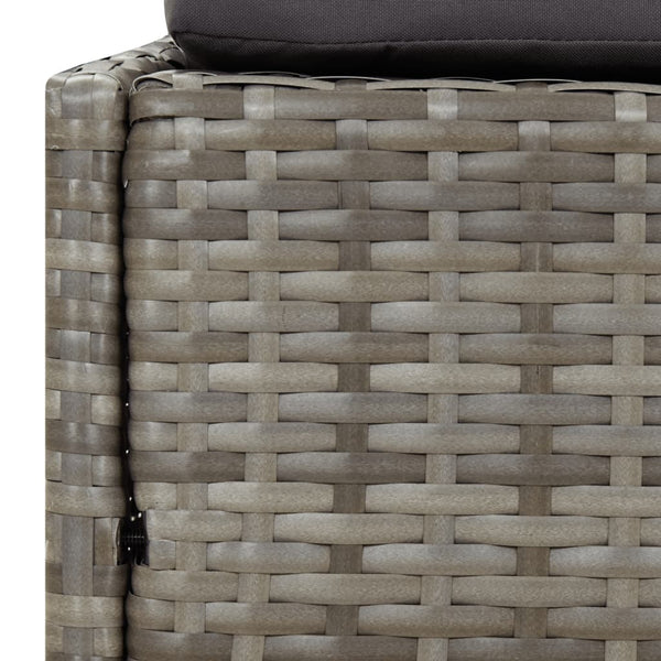Sonnenliege mit Faltdach Grau Poly Rattan