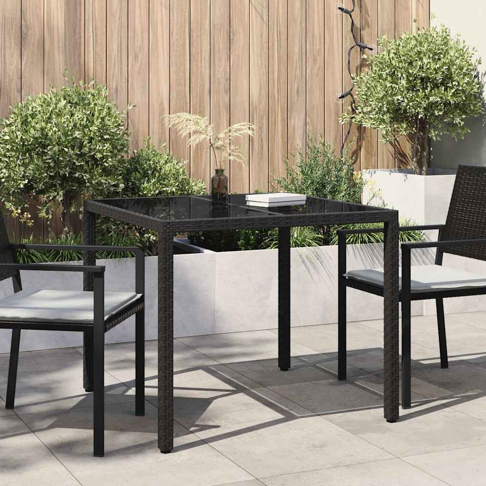 Schwarzer Poly-Rattan Gartentisch 90x90 cm