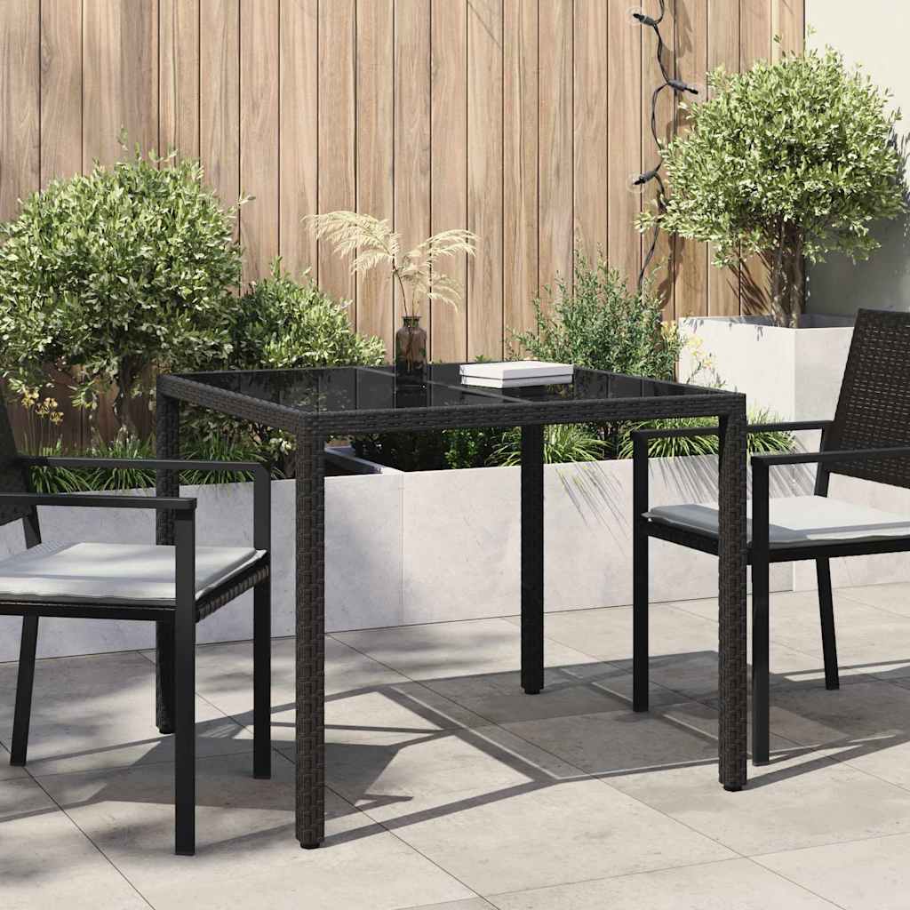Schwarzer Poly-Rattan Gartentisch 90x90 cm