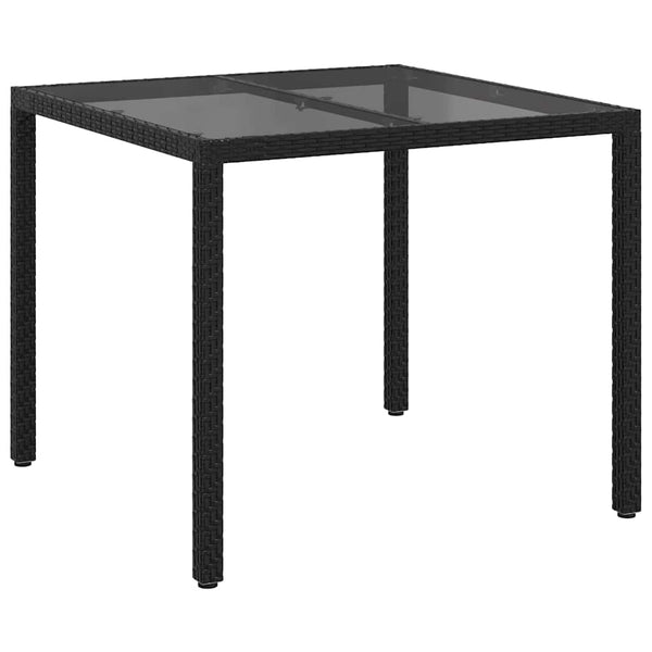Schwarzer Poly-Rattan Gartentisch 90x90 cm