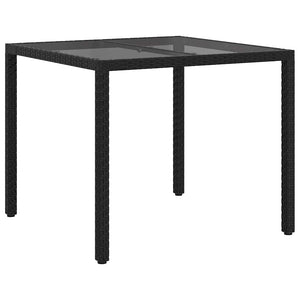 Schwarzer Poly-Rattan Gartentisch 90x90 cm