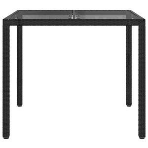 Schwarzer Poly-Rattan Gartentisch 90x90 cm