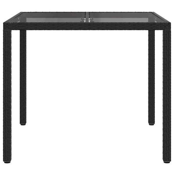 Schwarzer Poly-Rattan Gartentisch 90x90 cm