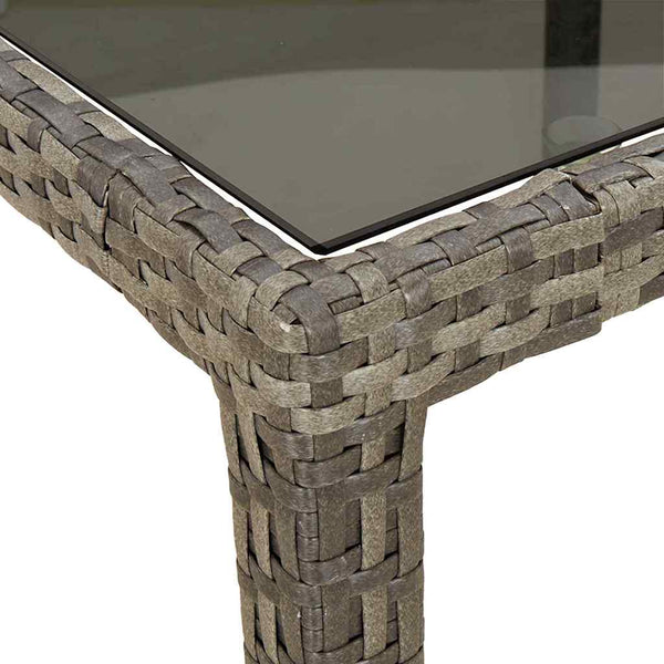 Grauer Poly-Rattan Gartentisch 90x90 cm