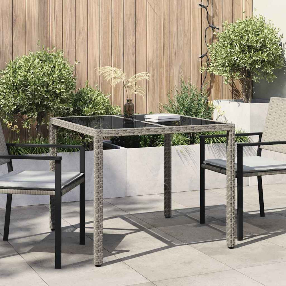 Grauer Poly-Rattan Gartentisch 90x90 cm