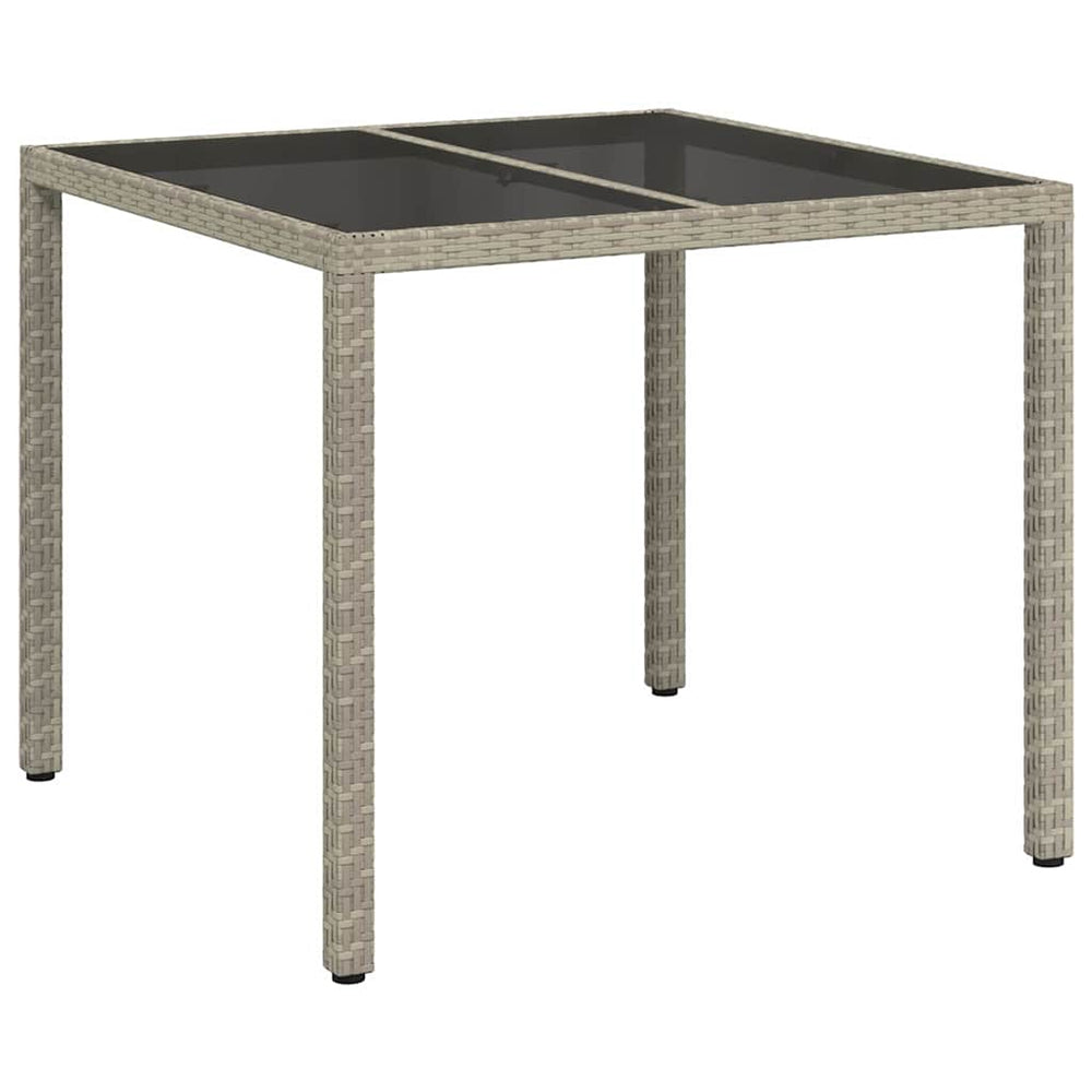 Grauer Poly-Rattan Gartentisch 90x90 cm