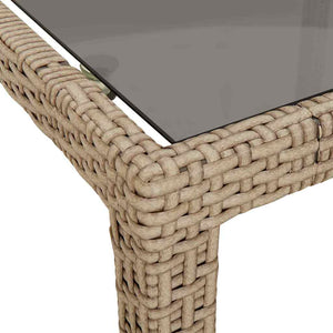 Beiger Poly-Rattan Gartentisch 90x90 cm