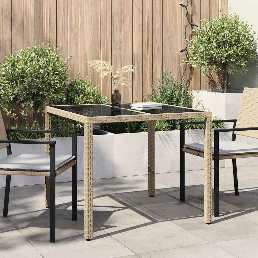 Beiger Poly-Rattan Gartentisch 90x90 cm