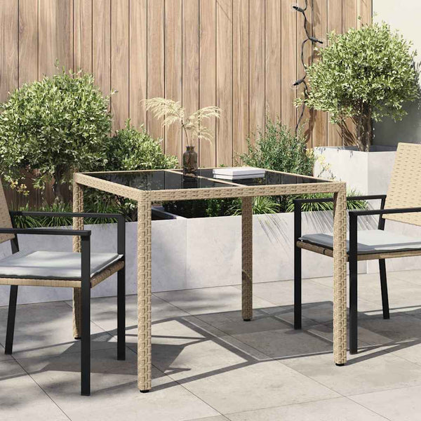 Beiger Poly-Rattan Gartentisch 90x90 cm