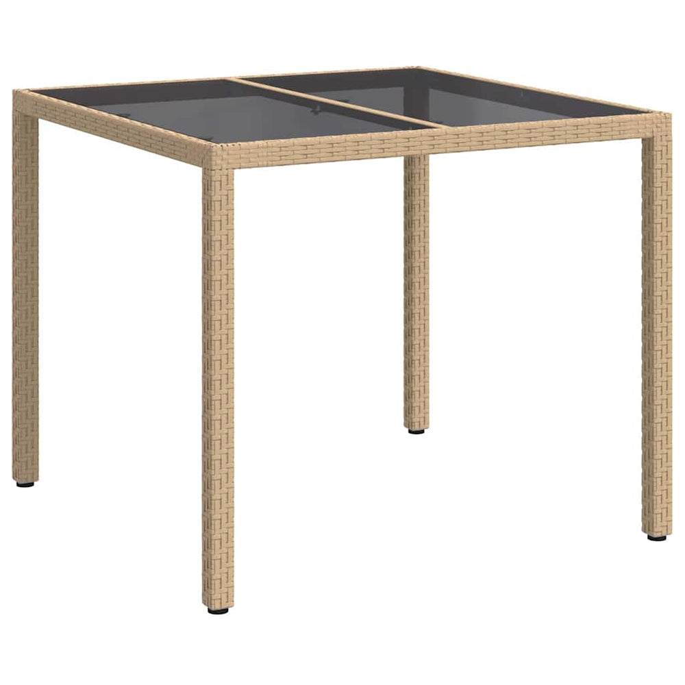 Beiger Poly-Rattan Gartentisch 90x90 cm