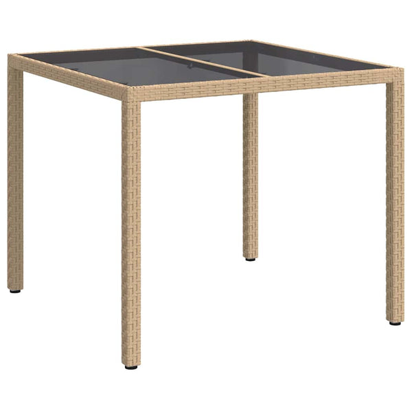 Beiger Poly-Rattan Gartentisch 90x90 cm
