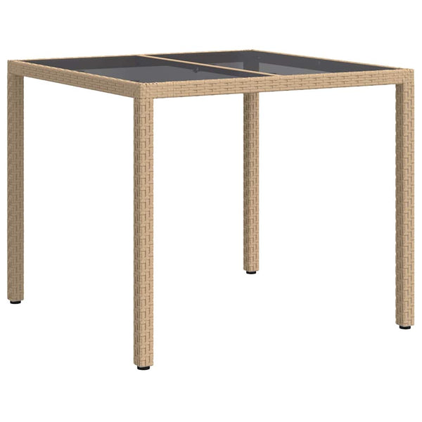 Beiger Poly-Rattan Gartentisch 90x90 cm