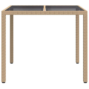 Beiger Poly-Rattan Gartentisch 90x90 cm