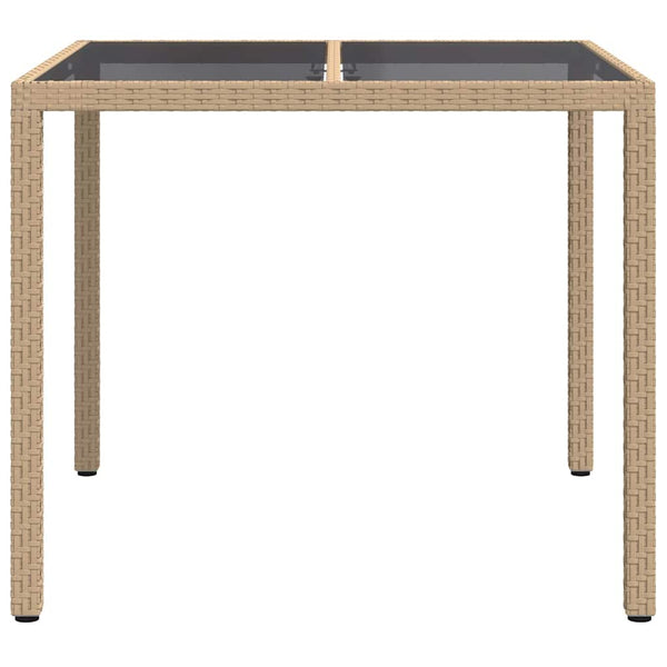 Beiger Poly-Rattan Gartentisch 90x90 cm