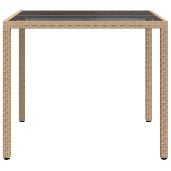 Beiger Poly-Rattan Gartentisch 90x90 cm